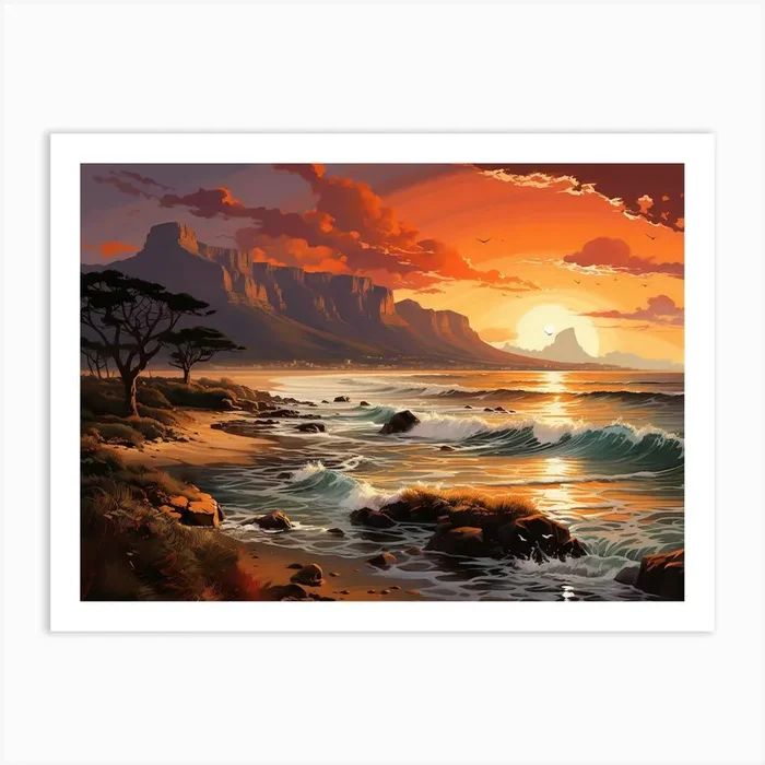 Sunset On The Beach Art Print by Creating professional oil paintings out of any small idea
