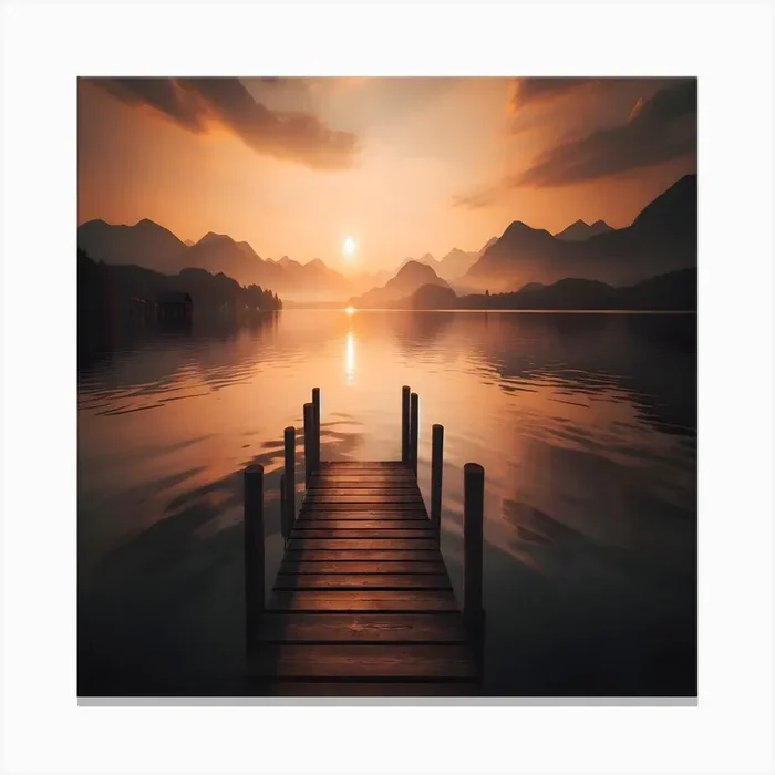 Sunset On The Lake Canvas Print by DigitalDoodle