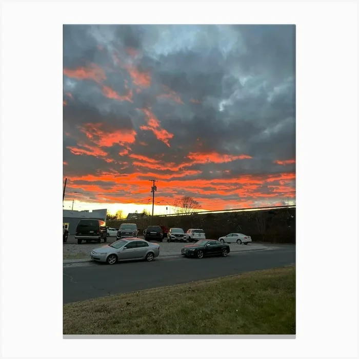 Sunset Over A Parking Lot Canvas PrintC by Craft.juki3