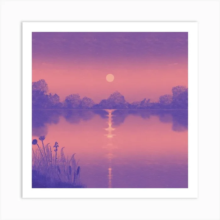 Sunset Over The Lake Art Print by Kt10Designs