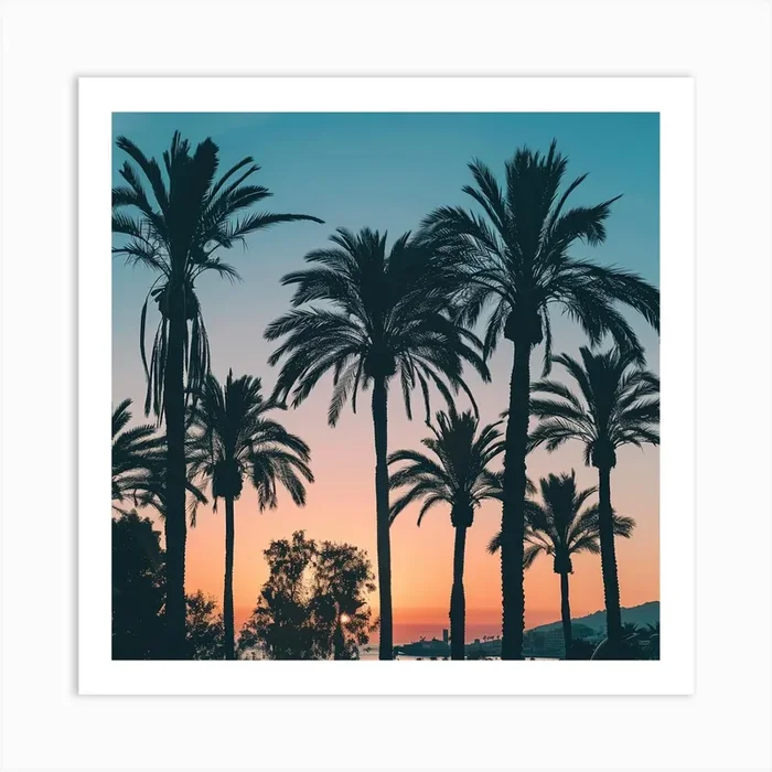 Sunset Palm Trees Art PrintBS by Benito Sanchez