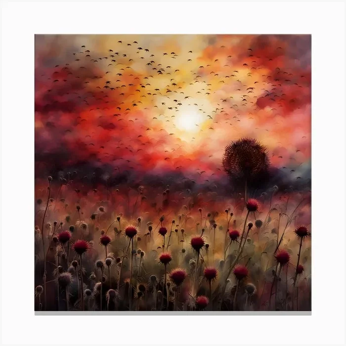 Sunset With Poppies Canvas PrintC by Clofura