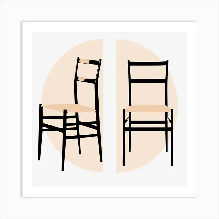 Superleggera Two Chairs In A Circle Art Print by Layla Oz