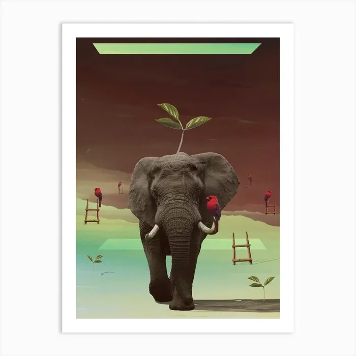 Surrealistic Animals Elephant Art Print by Instant Design Shop