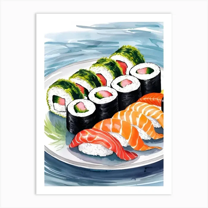 Sushi On A Plate Art Print by Dackshina Migara