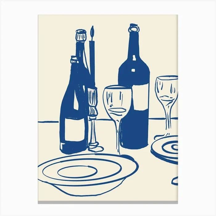 Table Setting With Wine Glasses Canvas Print by Lara’s Wonderland