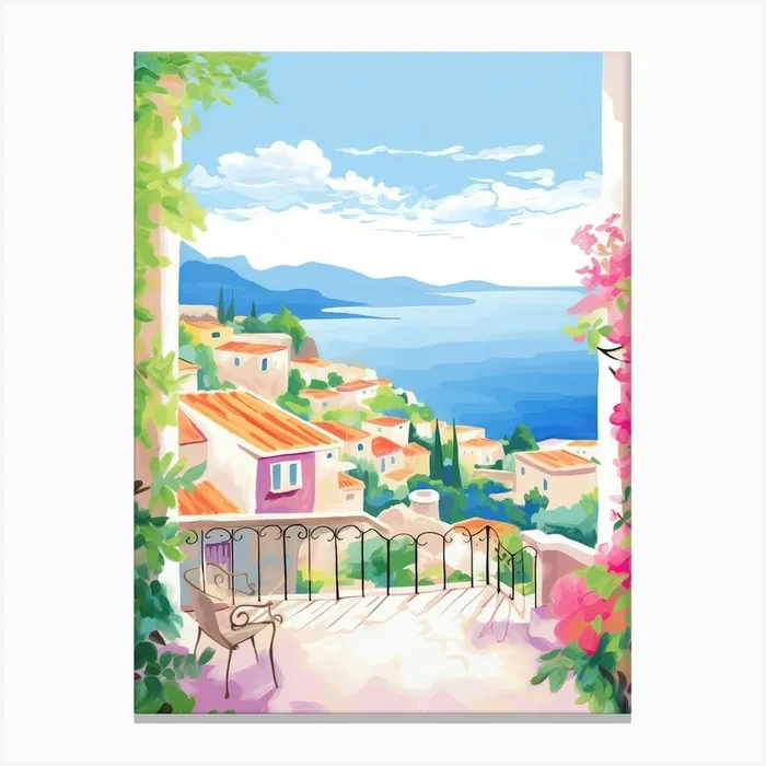 Taormina, Italy Colourful View Canvas Print by Urban Vivid