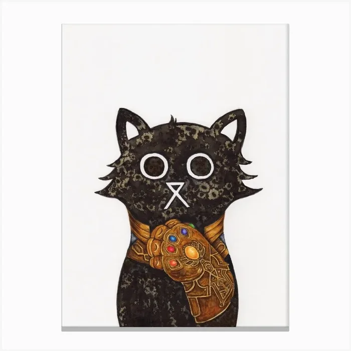 Thanos Cat Canvas Print by Baldy and the Fidget