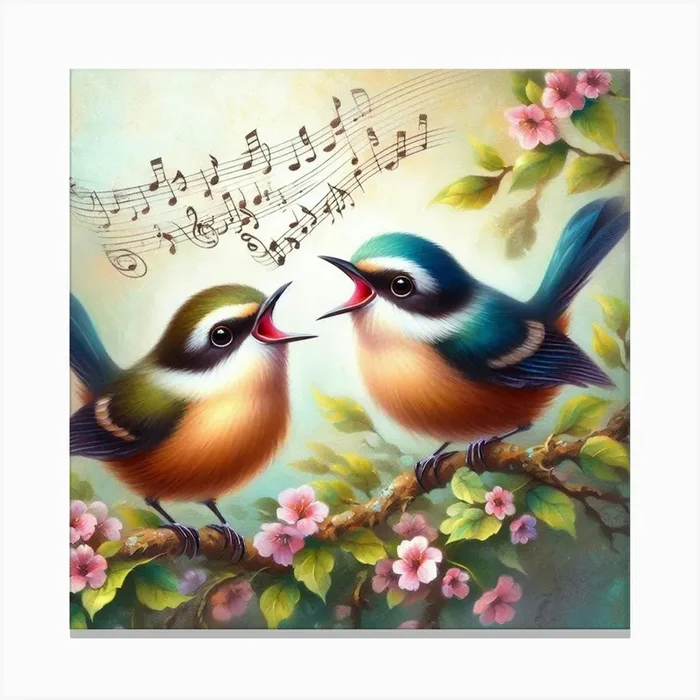 The Birds Chirping Canvas PrintZ by ZeusGallery