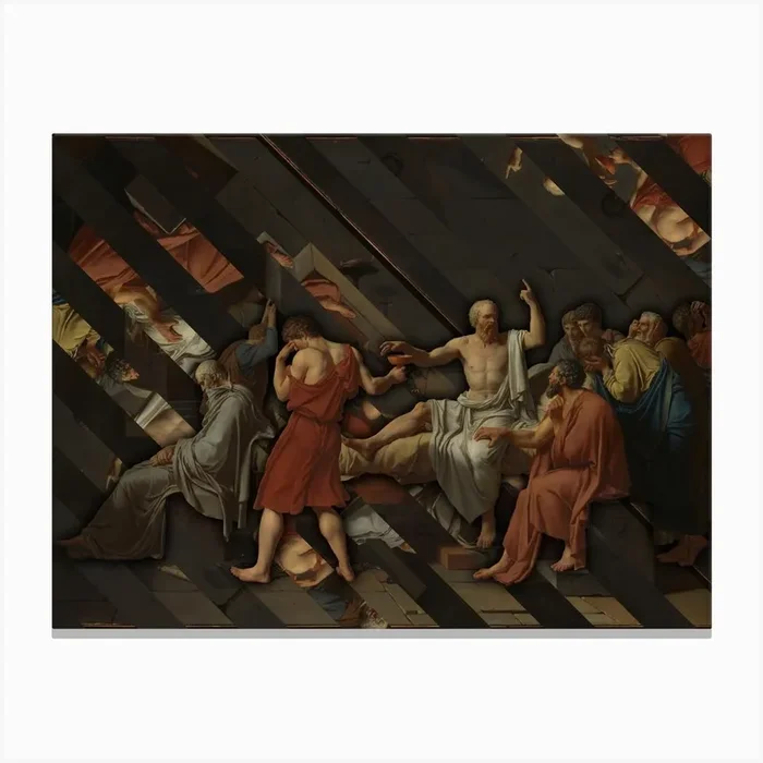 The Death Of Socrates by Jacques-Louis David Reconstructed Canvas Print by BROKENLOGO