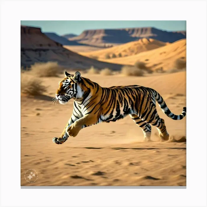 Tiger In The Desert Canvas Print by Abbax