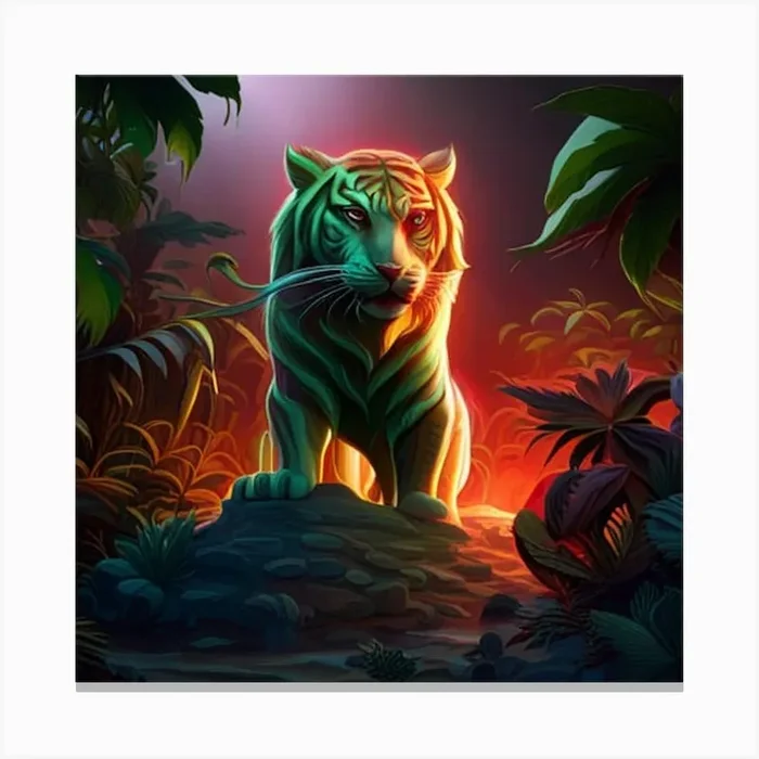 Tiger In The Jungle Canvas Print by Zainnul