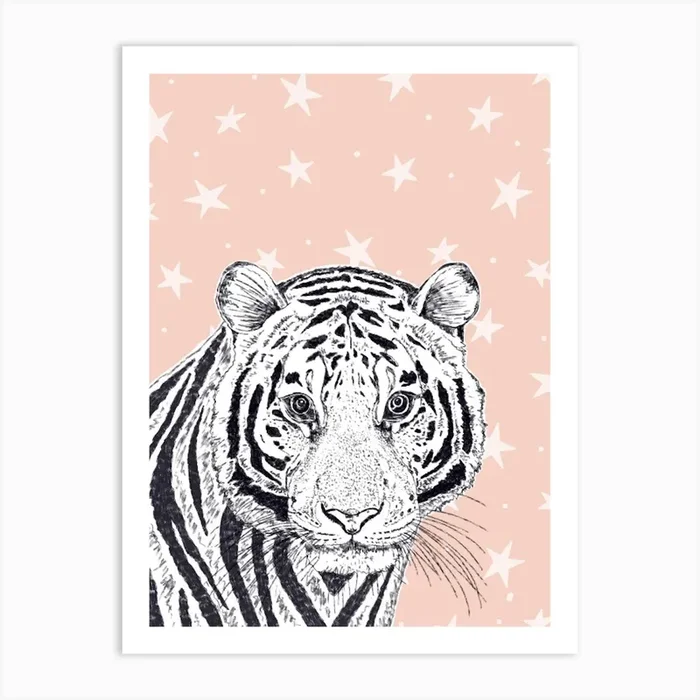 Tiger Print With Stars Art PrintD by DaphneRosa