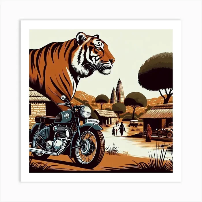 Tiger reserve village, Rusirani, India Art Print by Bristolo Studio