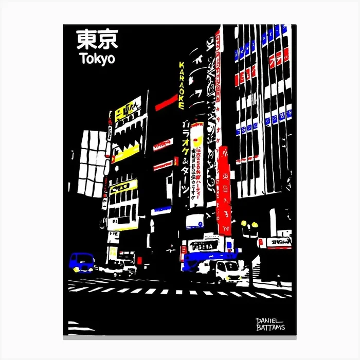 Tokyo At Night Karaoke Bar Canvas Print by Daniel Battams