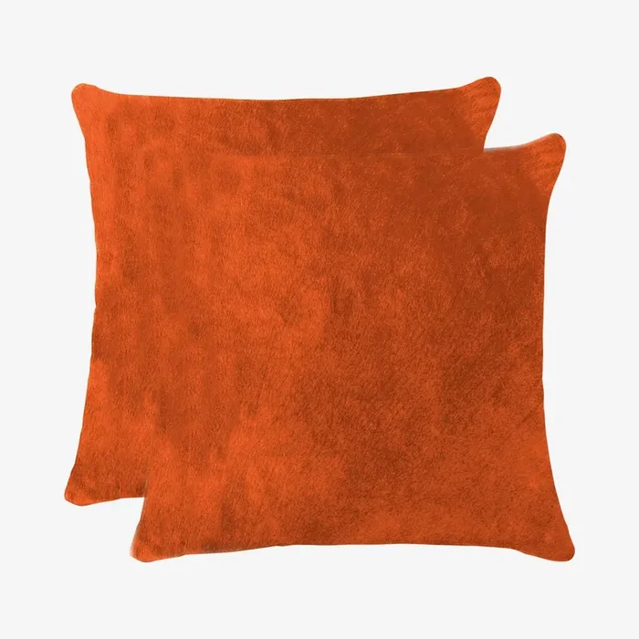 Torino Cowhide Square Pillows – Orange – Set of 2 by Natural
