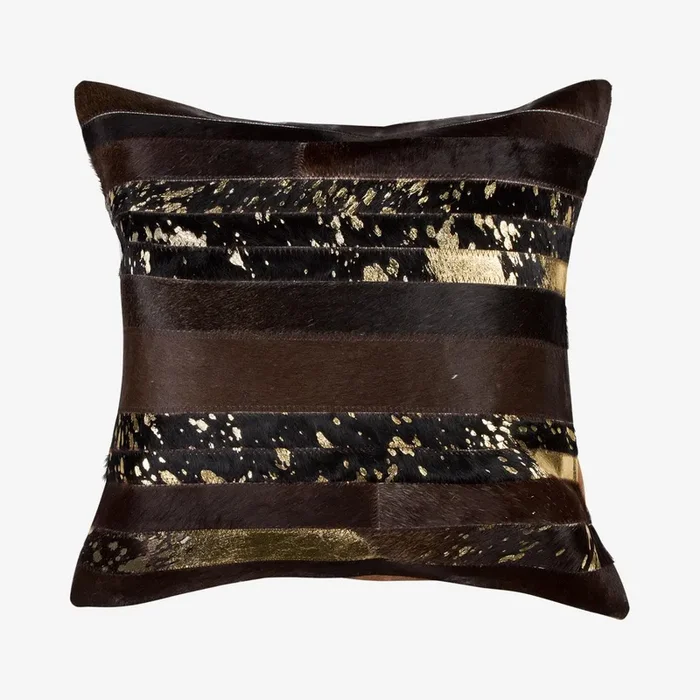 Torino Madrid Square Pillow – Chocolate / Gold by Natural
