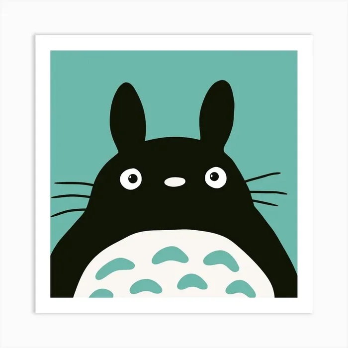 Totoro Anime Cute Minimalist Illustration Art PrintMF by Mister Flanagan Design
