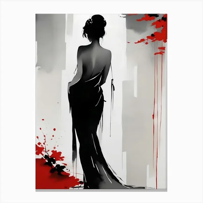 Traditional Japanese Art Style Geisha Girl 16 Canvas Print by A Thousand Words