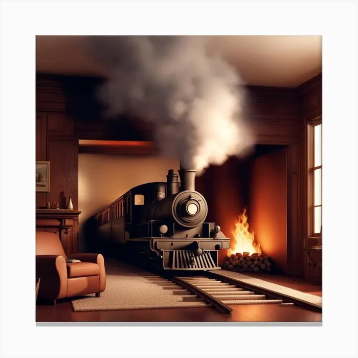 Train In The Living Room Canvas PrintW by Wisdom