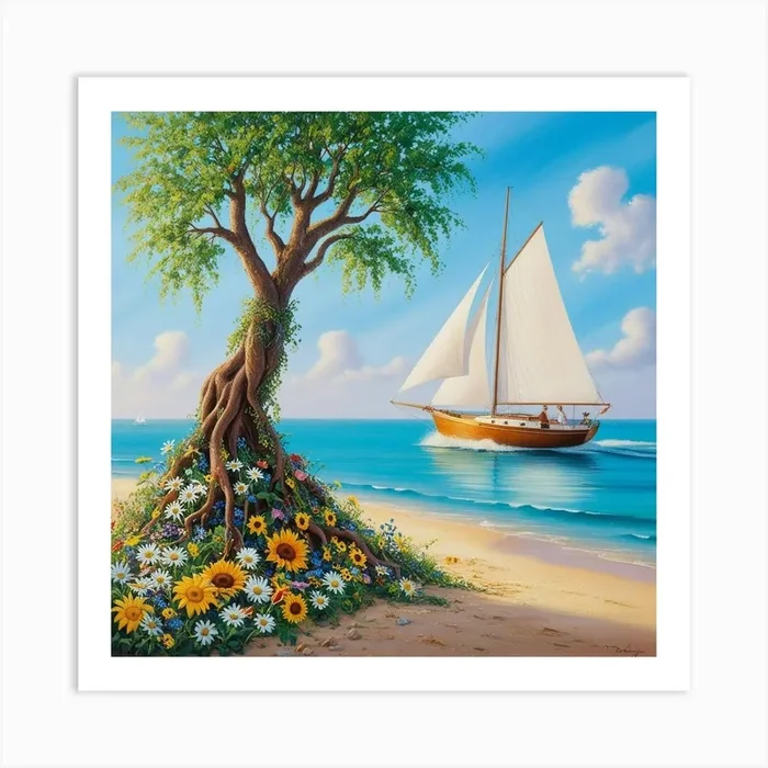 Tree On The Beach 1 Art PrintBB by Bazar balalile