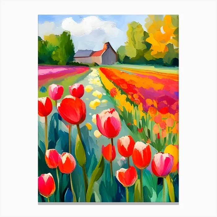 Tulips In The Field Canvas PrintC by Clofura