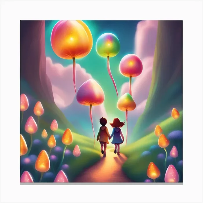 Two Children Walking Through A Forest Canvas PrintG by GAMAL_GEME_10