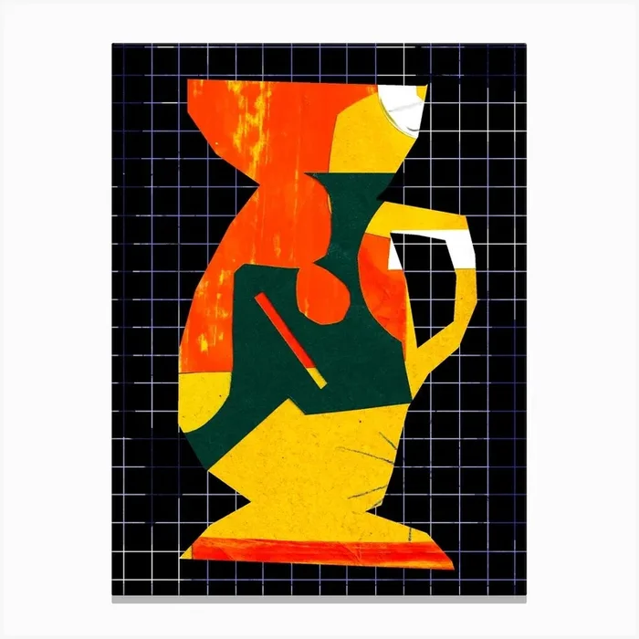 Vase Orange And Red Canvas Print by Chloe Watts Illustration