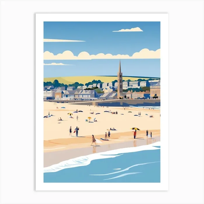 Vector Beach Scene Wall Art Art Print by Callie Design Co.