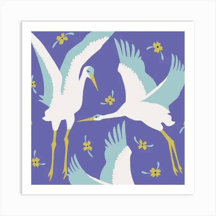Veri Peri Cranes Square Art Print by Cheryl Windsor