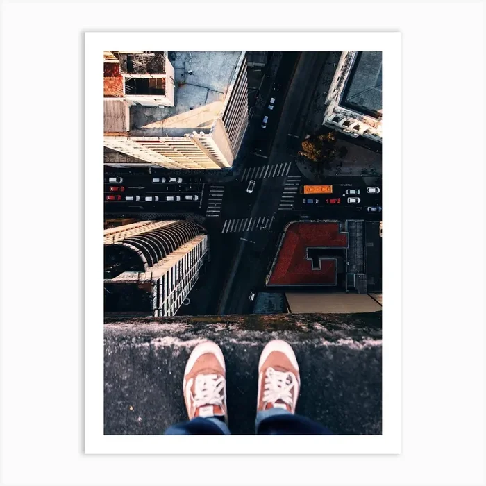 View From The Top Of A Building Art Print by Arizrab