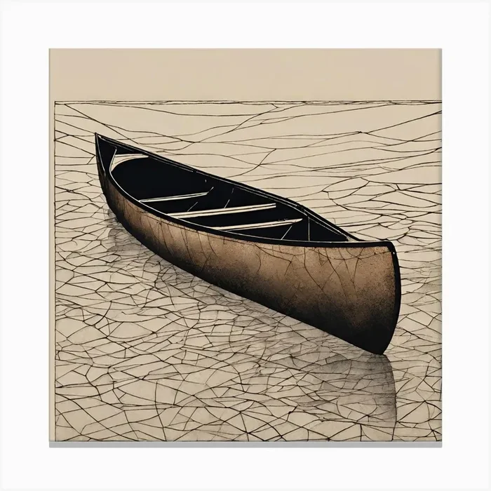 Vintage Abstract Canoe Canvas Print by MG Prints