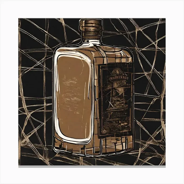 Vintage Abstract Whisky Bottle Canvas Print by MG Prints