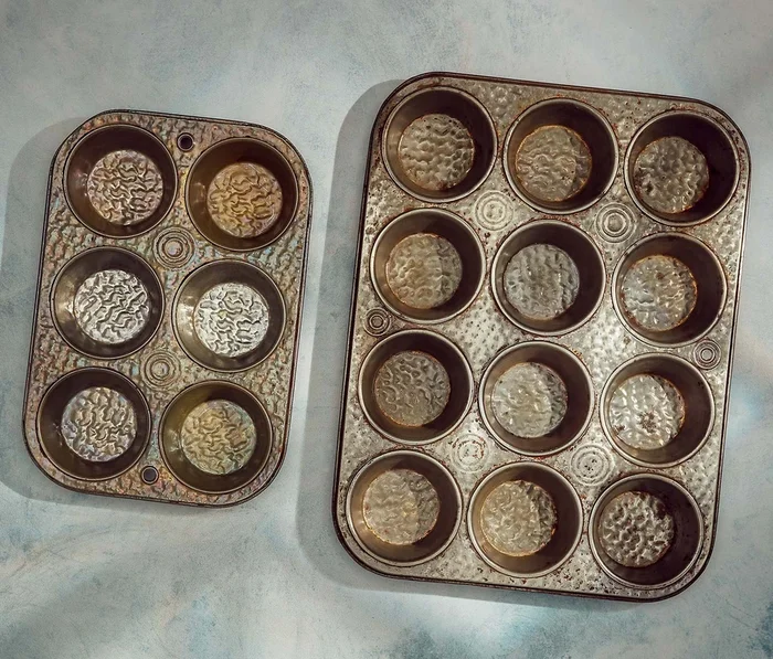 Vintage Bake King Hammered/Waffle Muffin Tins Set of 2