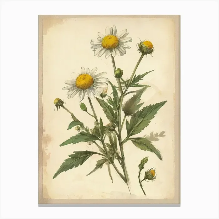 Vintage Of Herbarium Chamomile Canvas PrintM by Maiia
