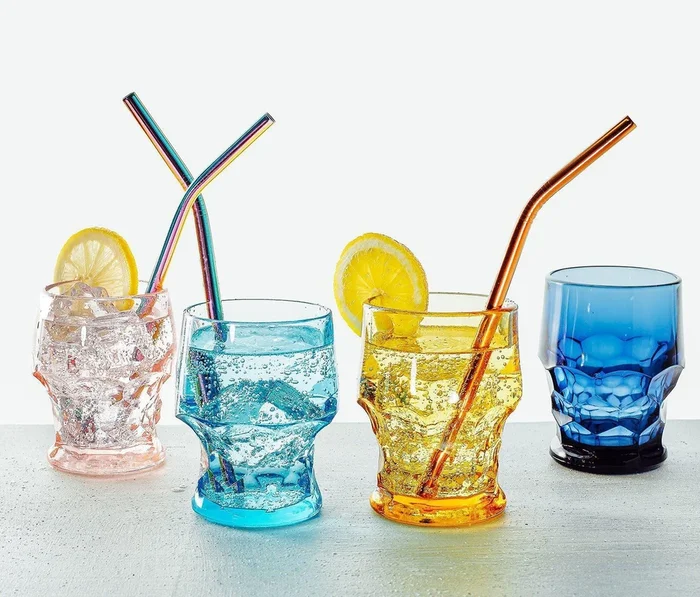 Vintage Rainbow Honeycomb Tumblers: Set of 4