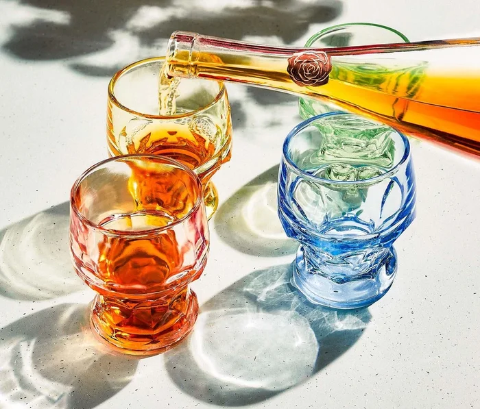 Vintage Rainbow Pastel Brights Honeycomb Georgian Tumblers