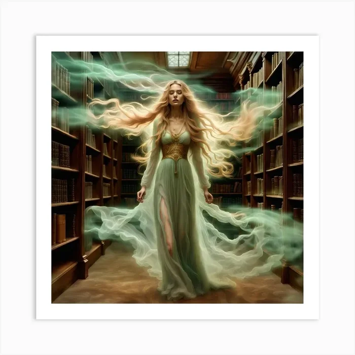 Walking the Library Art Print by Wraith Angel