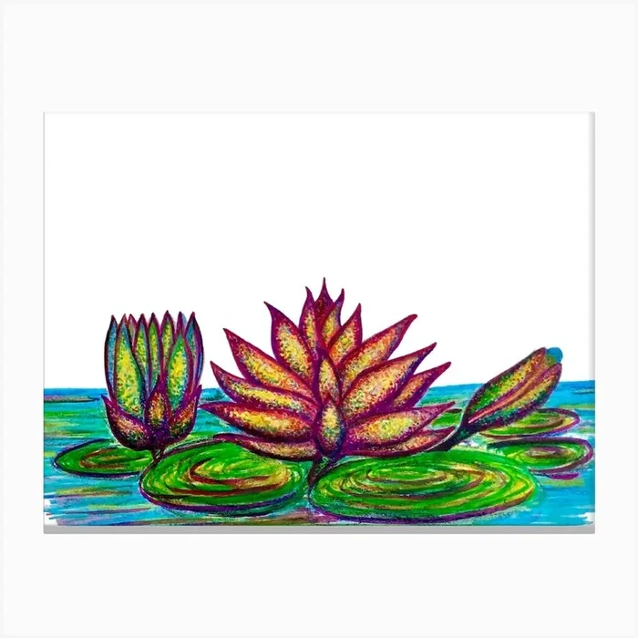 Water Lilies Canvas Print by Judit Gorog Art