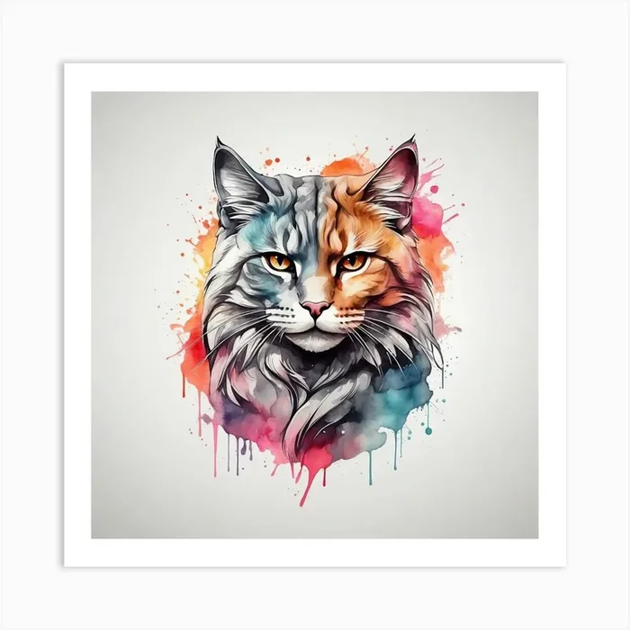 Watercolor Cat Illustration Art PrintCL by Cat lovers