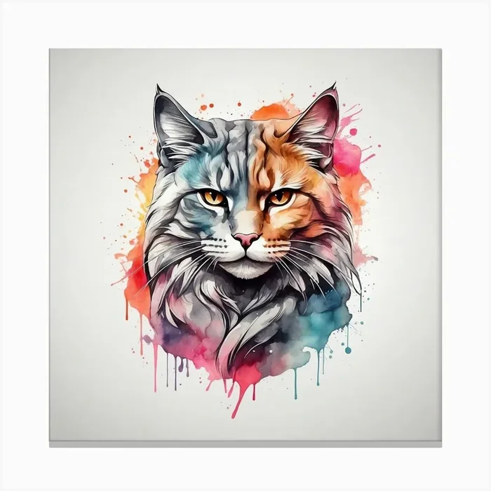 Watercolor Cat Illustration Canvas PrintCL by Cat lovers