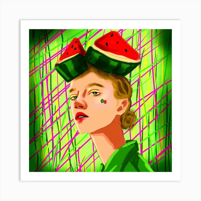 Watermelon Girl 1 Art Print by Lazyi