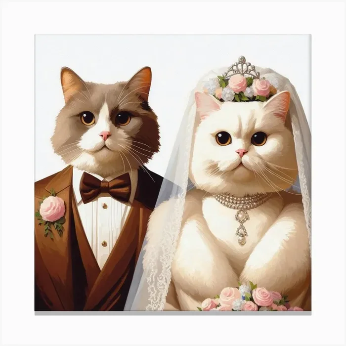 Wedding Cats V4 Canvas Print by BILEDY