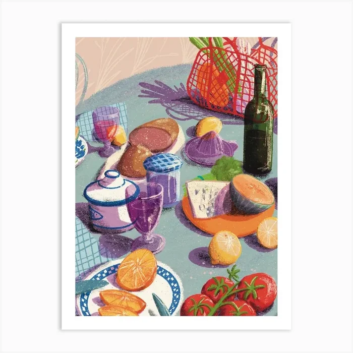 Weekend Picnic Art Print by Living Sketches