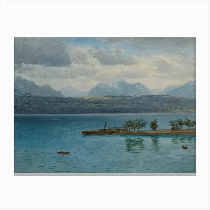 Western River Scene, Albert Bierstadt Canvas Print by Fy! Classic Art Prints and Posters