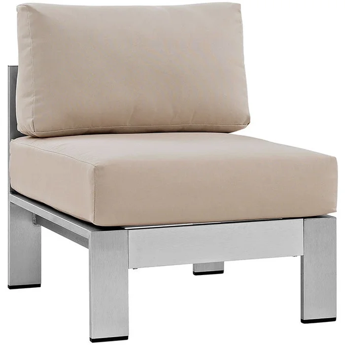 Wharf Armless Outdoor Patio Aluminum Chair