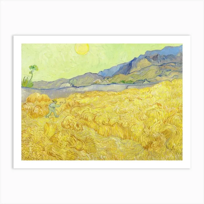 Wheatfield With A Reaper (1889), Vincent Van Gogh Art Print by Fy! Classic Art Prints and Posters