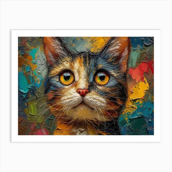 Whiskered Masterpieces: A Feline Tribute to Art History: Cat Painting 3 Art Print by ArtCanvasQuest