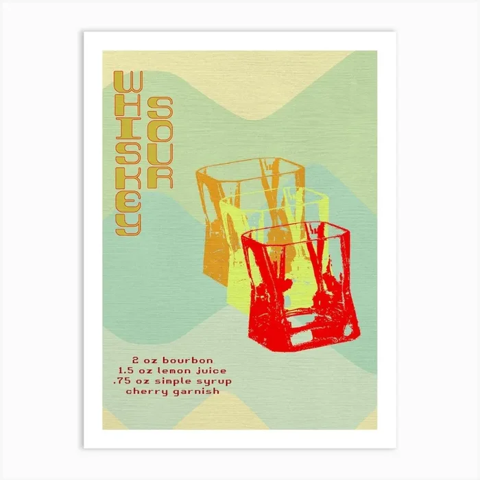 Whiskey Sour Recipe Art Print by KelsBlaylockDesigns
