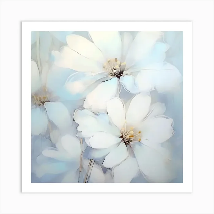 White Flowers 1 Art PrintA by Aidyrose